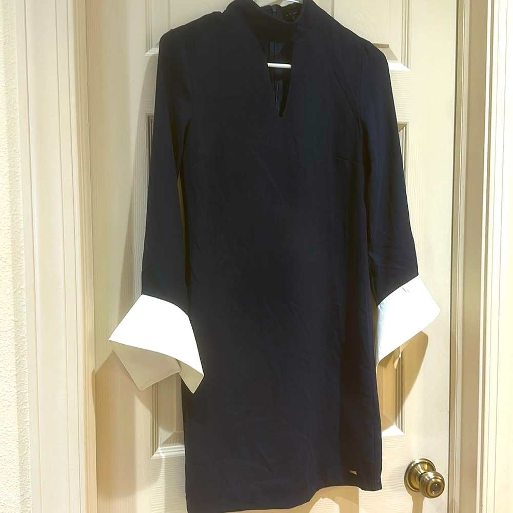 Armani Exchange size 0 dark blue dresss with white cuffs